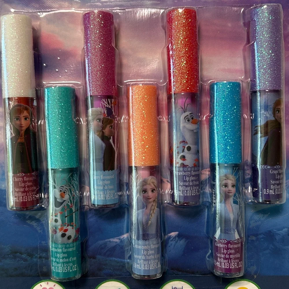 Vegan Disney Frozen- 7-Piece Plant Based Lip Gloss Party Favors Set Girls NEW